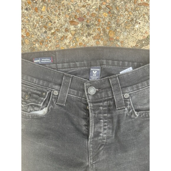 True Religion Jeans Mens Size 32 Black  Denim ROCCO Relaxed Skinny Flap Pockets - Picture 3 of 5